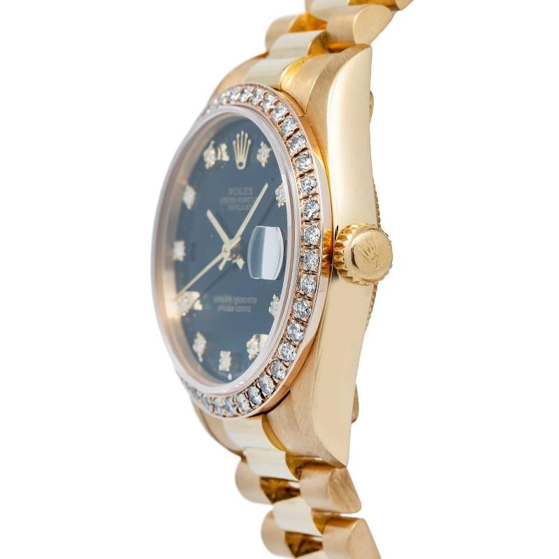 Rolex Datejust 68278 Midsize 18k YG President Black Diamond Dial & Bezel 31mm - 3