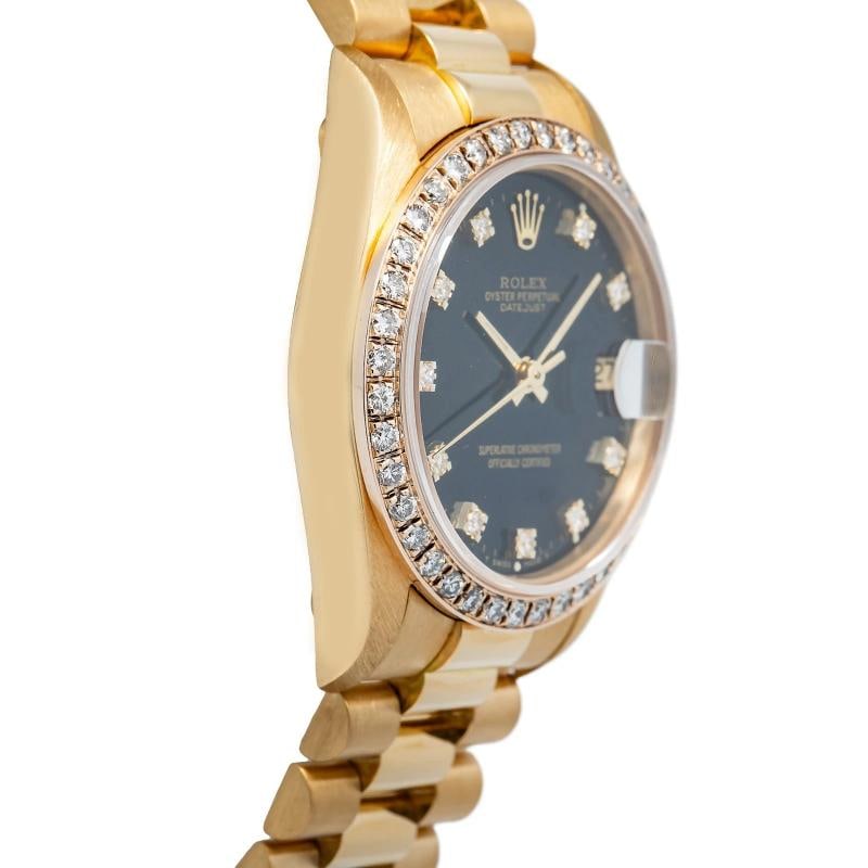 Rolex Datejust 68278 Midsize 18k YG President Black Diamond Dial & Bezel 31mm - 4