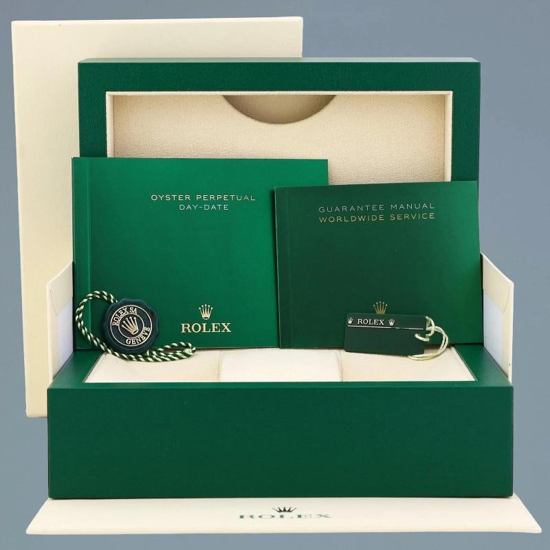 MINT 2014 Rolex President Yellow Gold Day Date Green Stick Dial 118238 Watch Box - 7