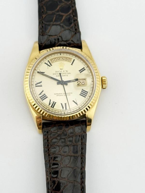 Rolex Day Date President 1803 Buckley Dial 18K Yellow Gold Leather Strap - 2