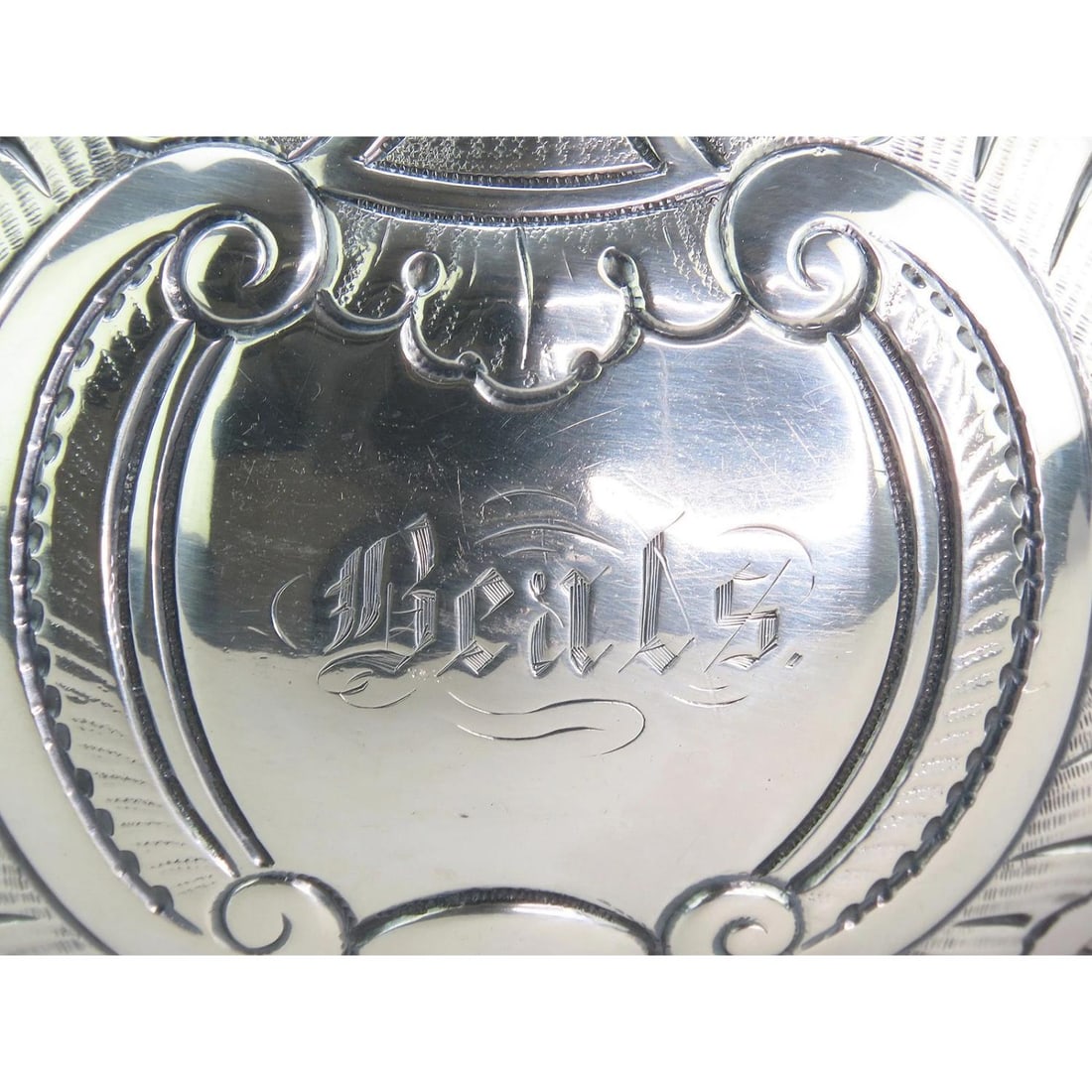 c1850 Fabulous American Coin Silver Large Hand Chased Coffee/Teapot 10 3/4" Tall - 3