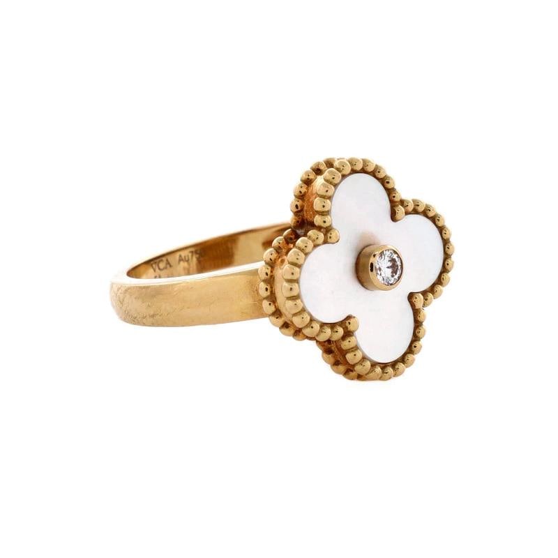 Van Cleef & Arpels Vintage Alhambra Ring 18K Yellow Gold with Mother of Pearl - 2