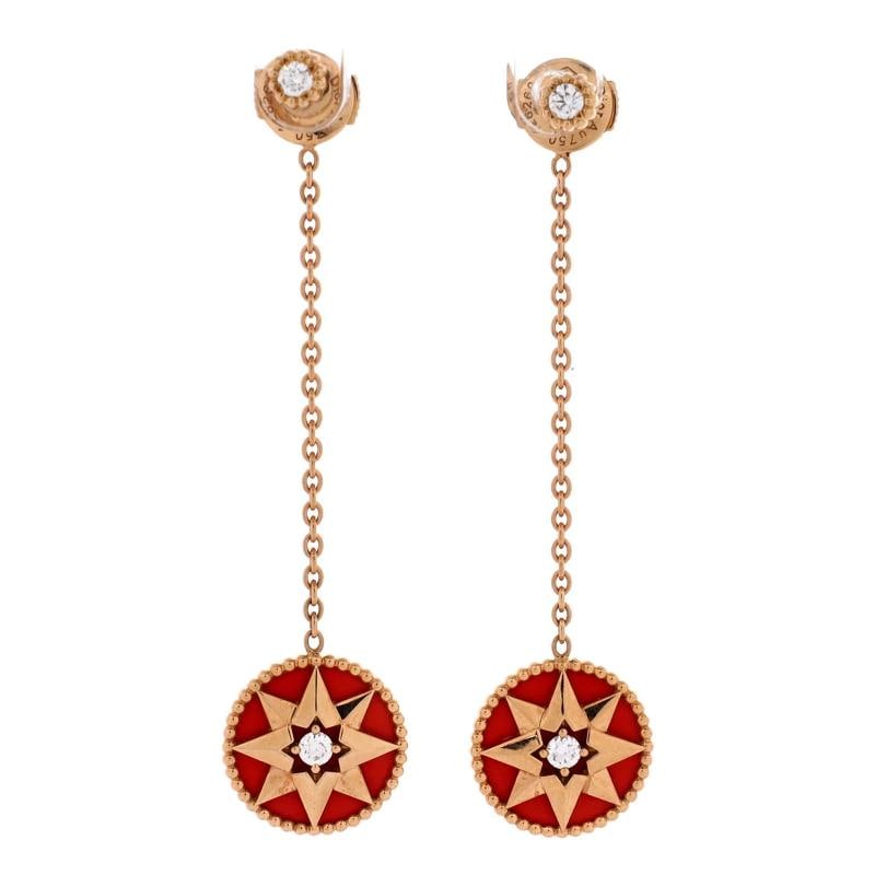 Christian Dior Rose des Vents Drop Earrings Necklace 18K Rose Gold with Diamonds: Measurements: Length: 1.75 ", Width: 11.85 mm . Condition: Pre-owned - Good,Brand: Christian Dior,Main Stone: Diamond,Metal: 18K Rose Gold,Metal Purity: 18K,Style: Necklace,Type: Necklace,Color: Rose
