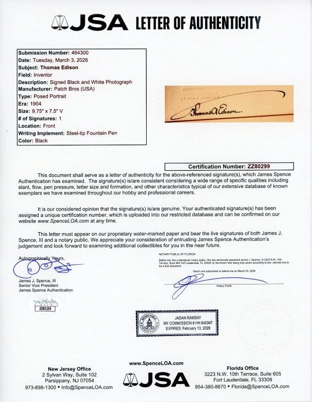 Thomas Edison Signed 9.75" x 7.5" Black & White Photograph (JSA LOA) - 7