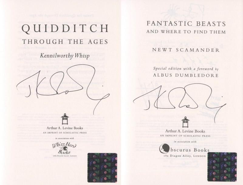J. K. Rowling Signed Set Of 2 Harry Potter Books~ "Fantastic Beasts and Where to Find Them" & "Qu... (1 of 20)