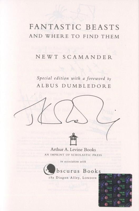 J. K. Rowling Signed Set Of 2 Harry Potter Books~ "Fantastic Beasts and Where to Find Them" & "Qu... - 5