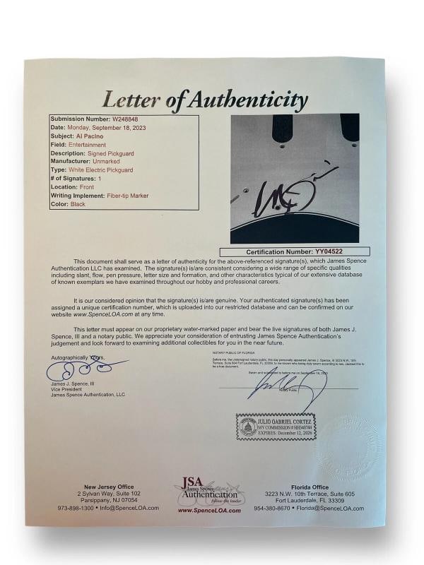 AL PACINO Signed Custom Guitar THE GODFATHER Part II JSA LOA) - 4