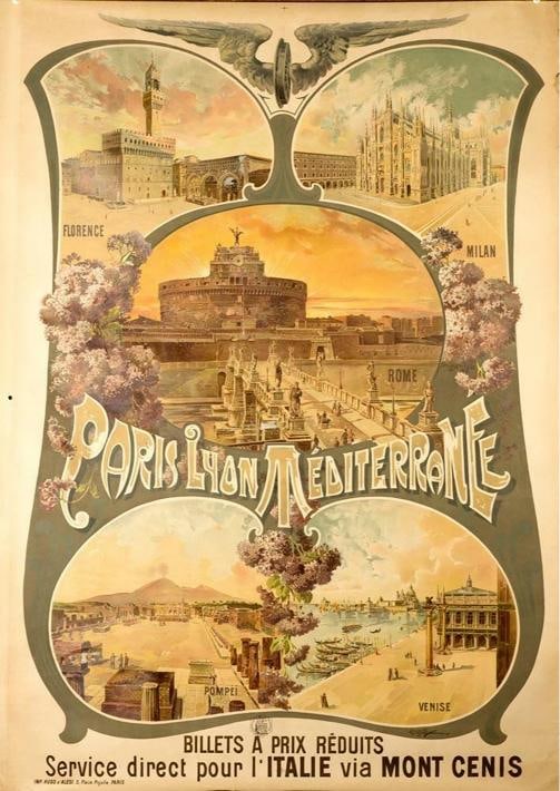 ROME MILAN FLORENCE VENISE POMPEII 31X42 ORIGINAL VINTAGE ITALIAN TRAVEL POSTER: 32.5 X 41.75 inches. Condition: Used: An item that has been used previously. See the seller' listing for full details and description of any imperfections. ,Artist: Cussetti,Style: Art Deco,Listed