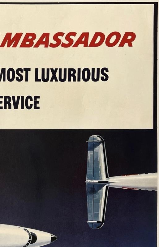 Original Vintage Poster FLY TWA AMBASSADOR Trans World Airline Travel Tourism OL - 3