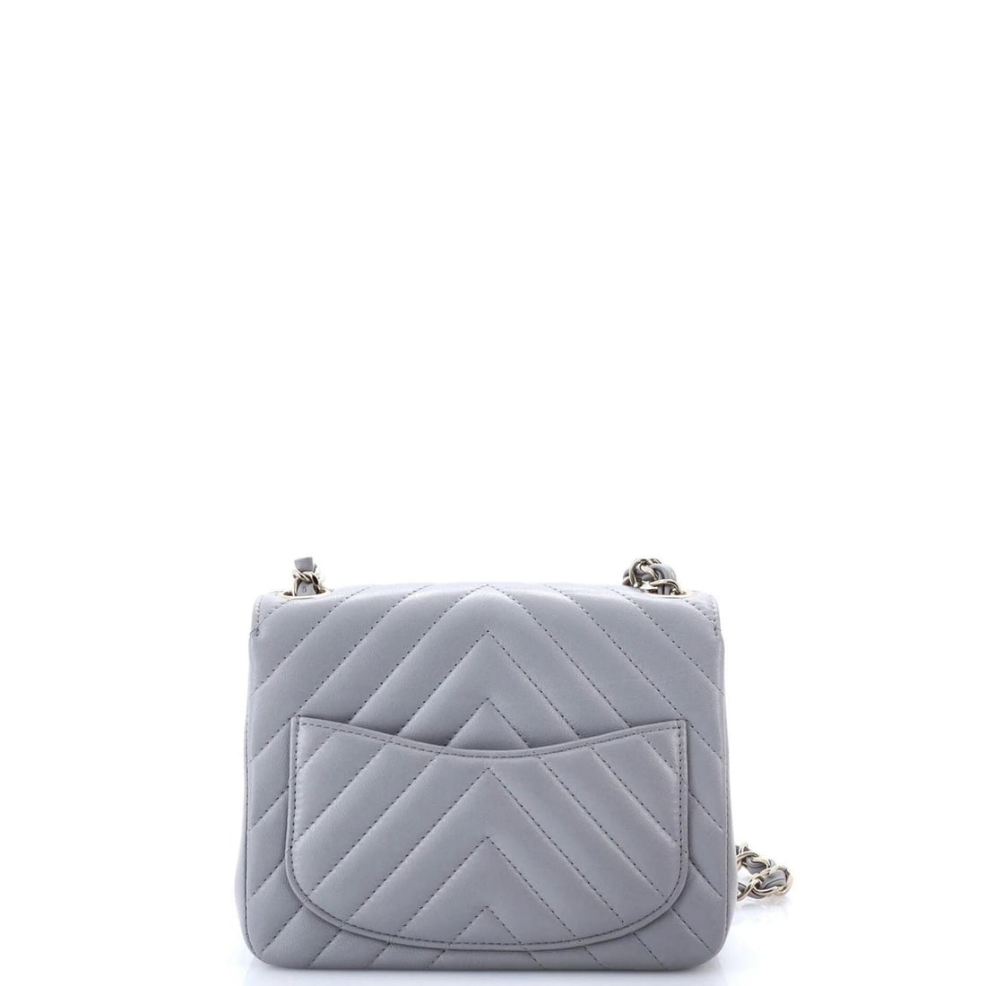 Chanel Square Classic Single Flap Bag Chevron Lambskin Mini - 4