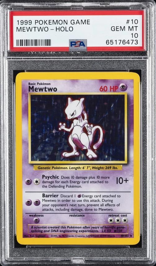 1999 POKEMON GAME #10 MEWTWO-HOLO PSA 10 (1 of 2)