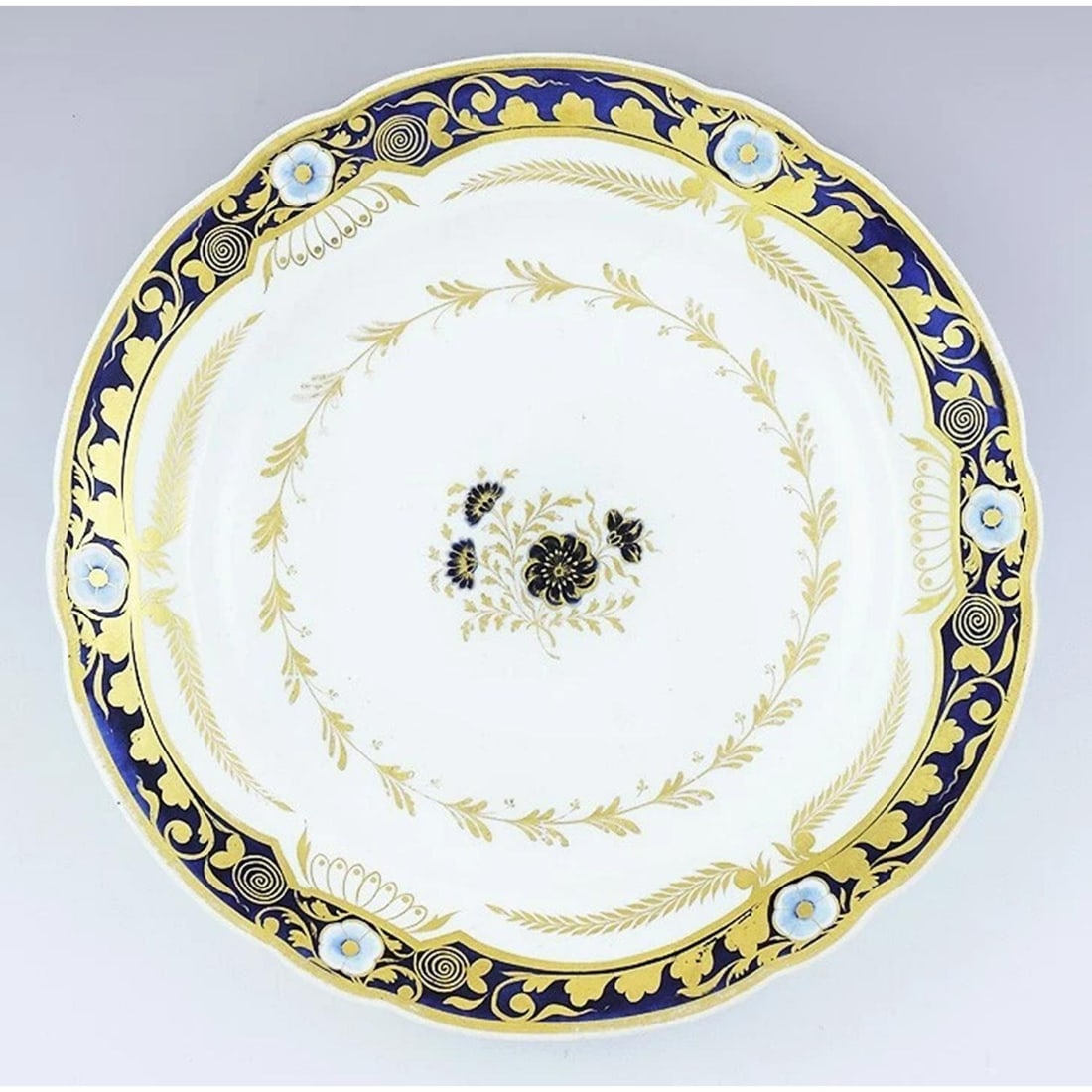 c1800-1825 Lovely set 13 Spode Cobalt Blue White & Gilt Dinner Plates - 2