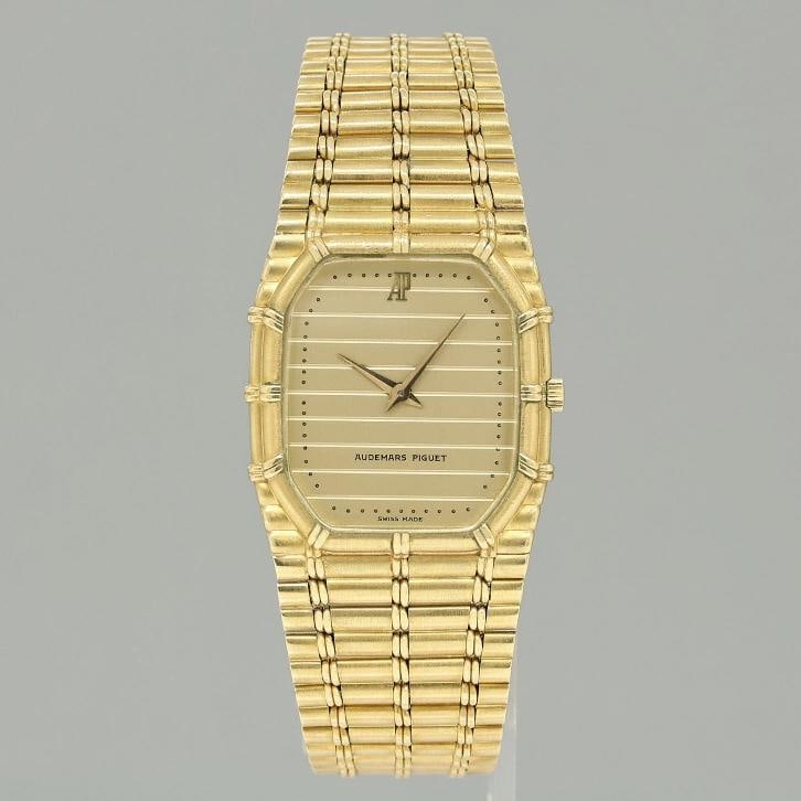 Mens 1980s Audemars Piquet Bamboo 27mm 18k Yellow Gold Motif Dial Mechanical - 2