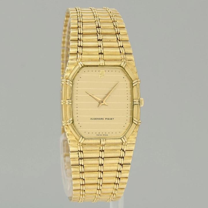 Mens 1980s Audemars Piquet Bamboo 27mm 18k Yellow Gold Motif Dial Mechanical - 3