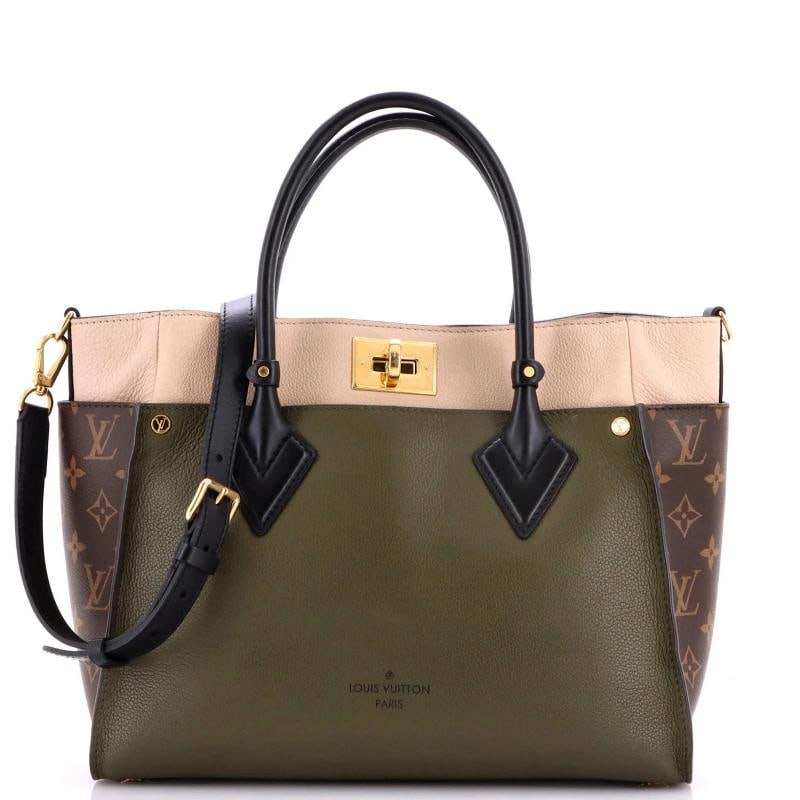 Louis Vuitton On My Side Tote Leather with Monogram Canvas MM (1 of 8)