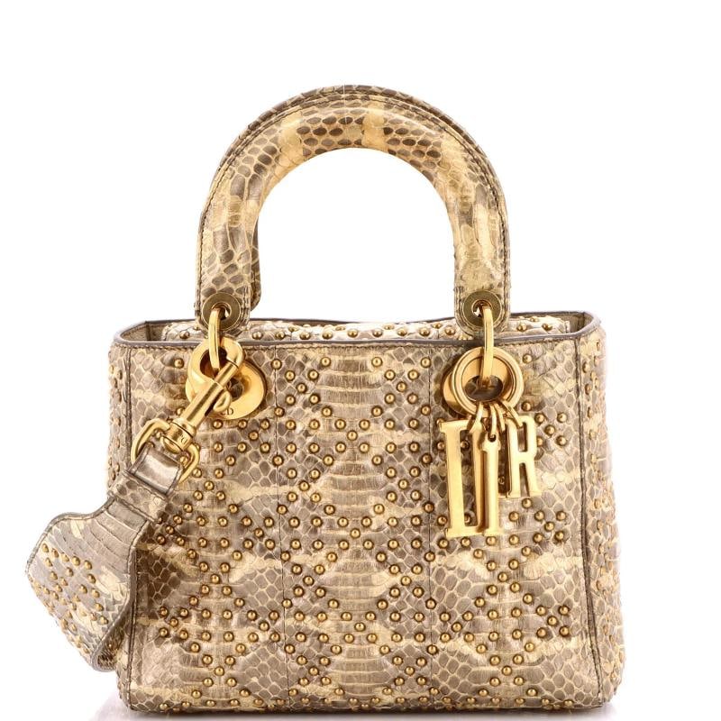 Christian Dior Supple Lady Dior Bag Cannage Studded Python Small (1 of 7)