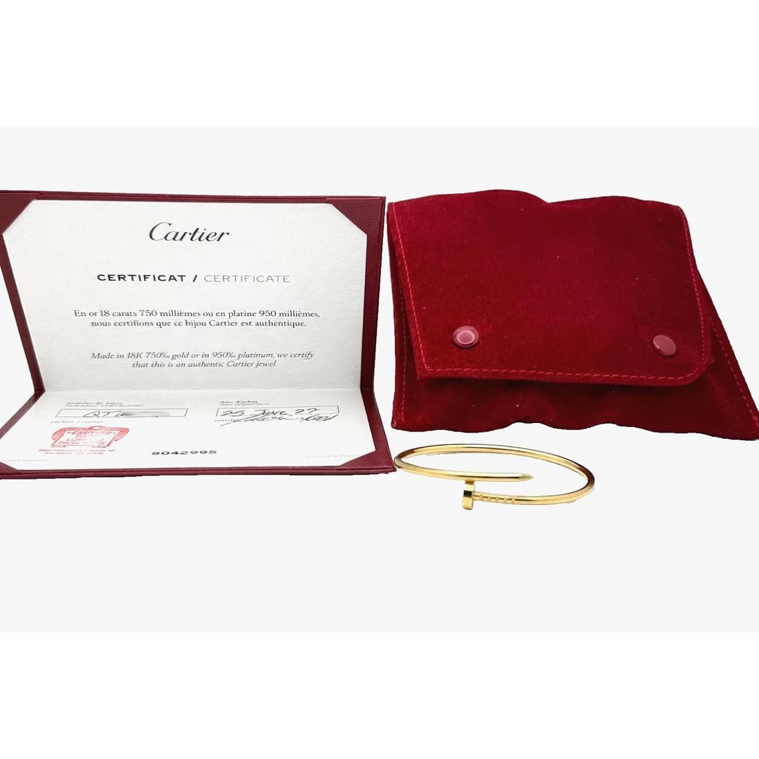 Cartier JUSTE UN CLOU 18k Yellow Gold Small Model COA & Pouch Size 15 (1 of 9)