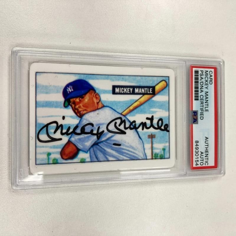 1951 Bowman Mickey Mantle Signed Porcelain Baseball Card RC PSA DNA Certified (1 of 3)