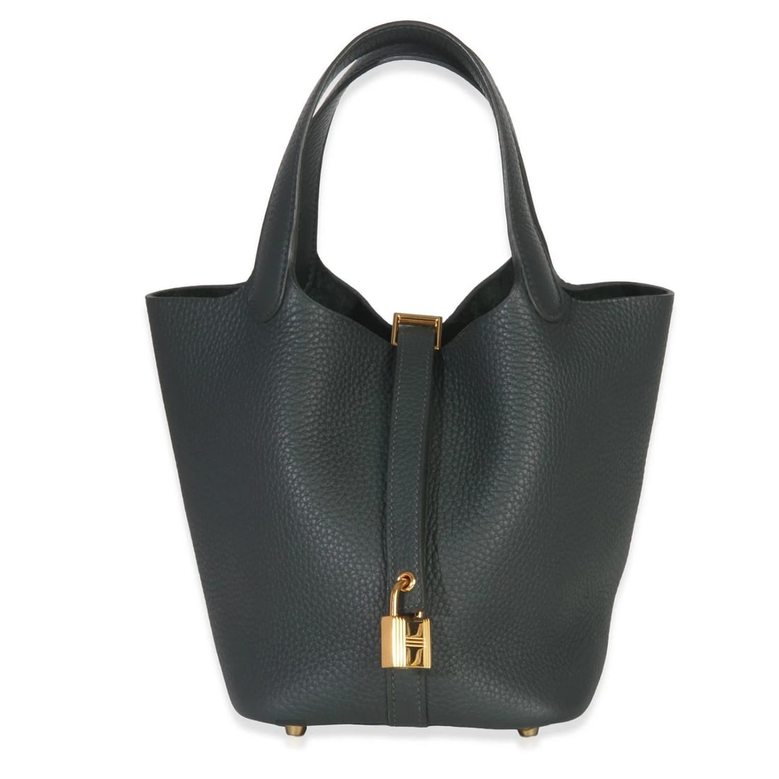 Hermes Vert Fonce Clemence Picotin Lock 18 GHW: Condition: Pre-owned - Good,Country of Origin: France,Dimensions: 7 x 7 x 5,Handbag Accessories: Box;Dustbag;Lock;Gift Ribbon;Care Booklet;Key,Bag Width: 7 in,Bag Depth: 5 in,Bag Height: 7