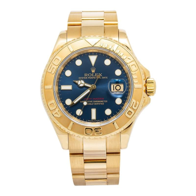 Rolex Yacht-Master 16628 2011 Card Automatic 18k YG Blue Dial Men's Watch 40mm: Case Size 40mm Wrist Fit 7.5 inches Box No Papers Yes Condition "€ Used - Good Full Specifications Brand Rolex Customized No Serial # M4xxxxx Gender Men Band Material 18k Yellow Gold