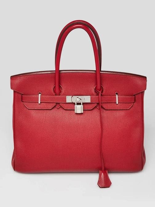 Hermes 35cm Rouge Grenat Togo Leather Palladium Plated Birkin Bag (1 of 12)