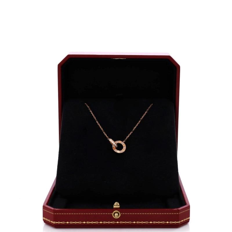 Cartier Love Interlocking Pave Necklace 18K Rose Gold and Diamonds - 2