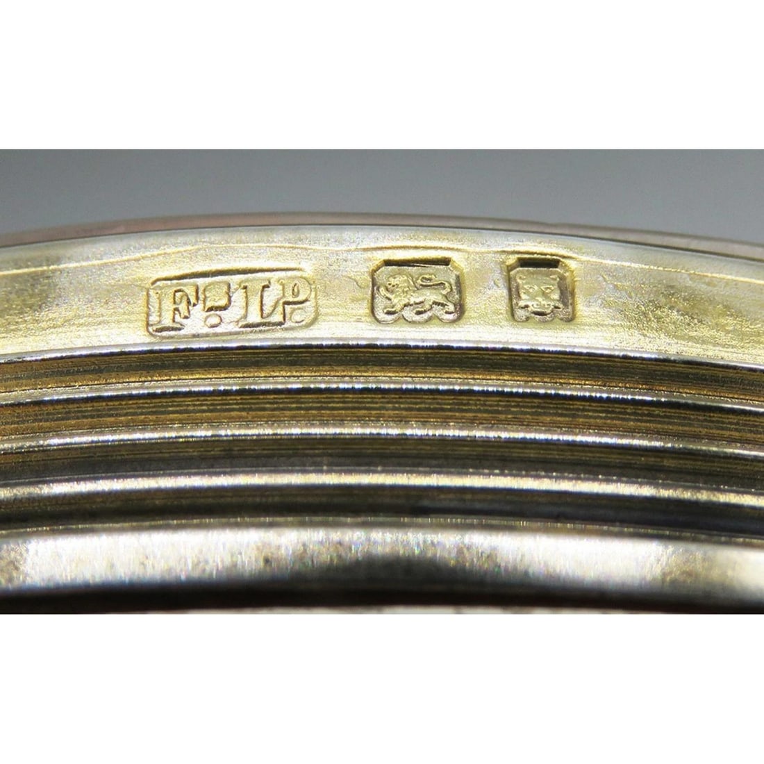 Antique 1927 English Gold Sterling Silver Glass Vanity Dresser Powder Jar Box - 6