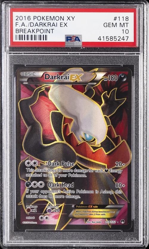 2016 POKEMON XY BREAKPOINT #118 FULL ART/DARKRAI EX PSA 10 (1 of 2)