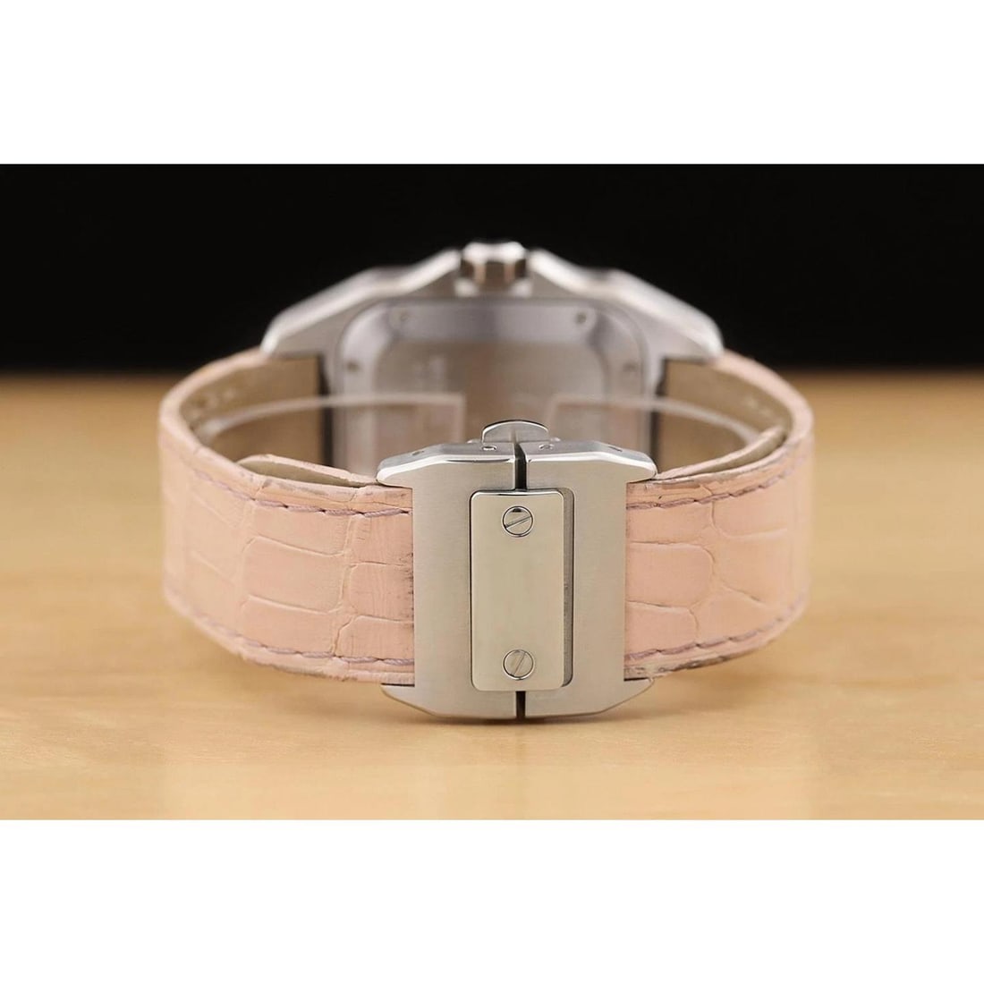 CARTIER UNISEX SANTOS 100 W20126X8 33MM WHITE ROMAN DIAL STEEL LEATHER WATCH - 6