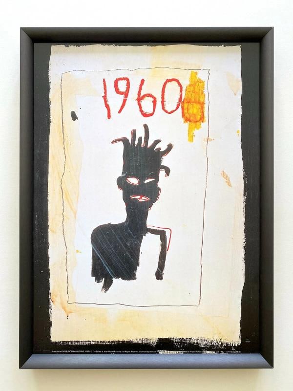 JEAN MICHEL BASQUIAT RARE FRAMED LITHOGRAPH PRINT " SELF PORTRAIT " 1983: MEASURES 12 1/8" W X 16 1/4" H X 1 3/8" D. Condition: Used,Artist: Jean-Michel Basquiat,Unit of Sale: Single-Piece Work,Art: Print,Size: Medium (up to 36in.),Color: Black,Date of Creation: