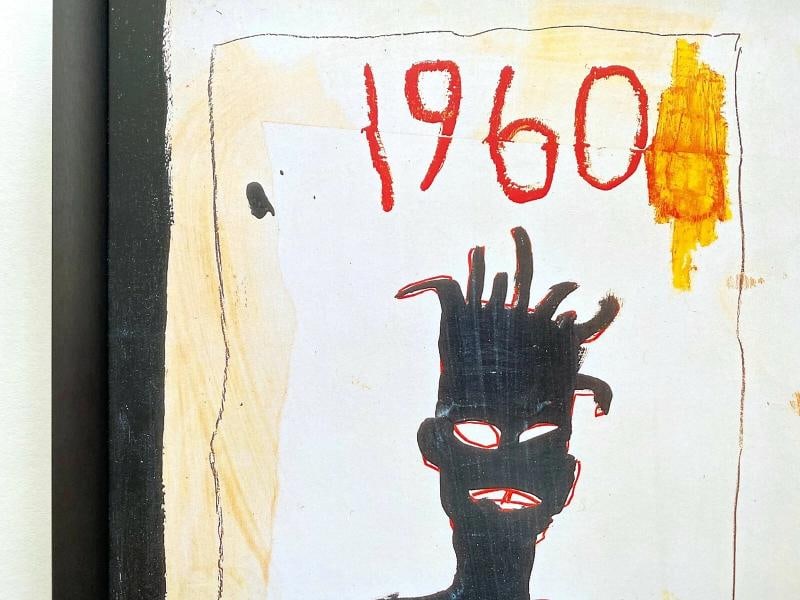 JEAN MICHEL BASQUIAT RARE FRAMED LITHOGRAPH PRINT " SELF PORTRAIT " 1983 - 6