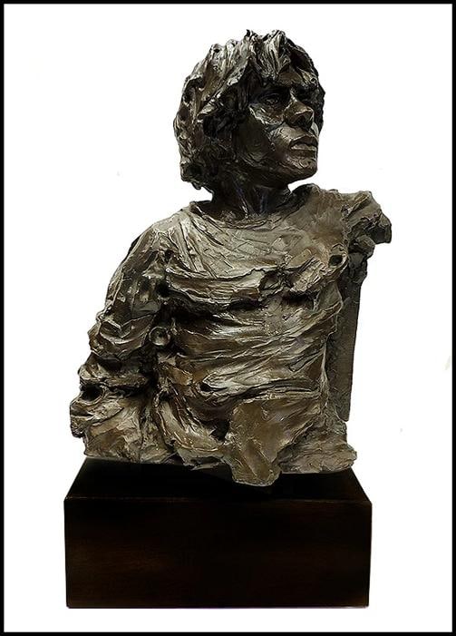 Aldo LUONGO Original BRONZE SCULPTURE The Hawk Self Portrait Large Signed Art: measures approximately 22"h x 10" x 16".