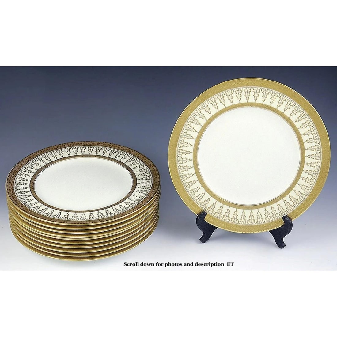 Superb Set 11 1900-1930 Cauldon Tiffany Co Gilded 10 1/2" Dinner Plates: Condition: Used: An item that has been used previously. The item may have some signs of cosmetic wear, but is fully operational and functions as intended. This item may be a floor model or store