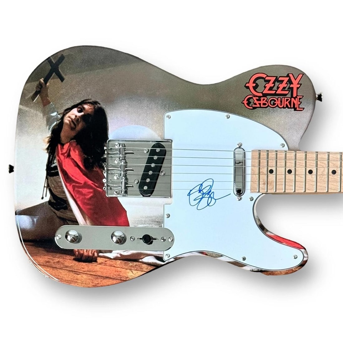 Ozzy Osbourne Signed Guitar Custom 1/1 Graphics JSA COA Blizzard of Ozz: Industry: Music,Signed: Yes,Autograph Authentication: James Spence (JSA),Object Type: Guitar & Guitar Pick,Original/Reproduction: Original,Country of Origin: United States Signer: Ozzy Osbourne Item T