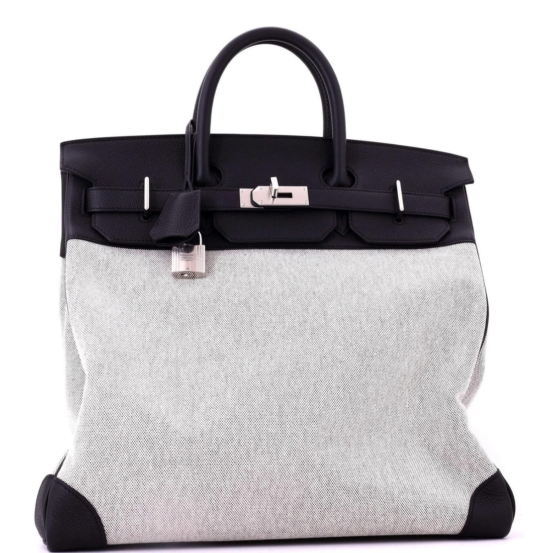 Hermes HAC Birkin Bag Criss Cross Toile and Black Evercolor with Palladium - 2