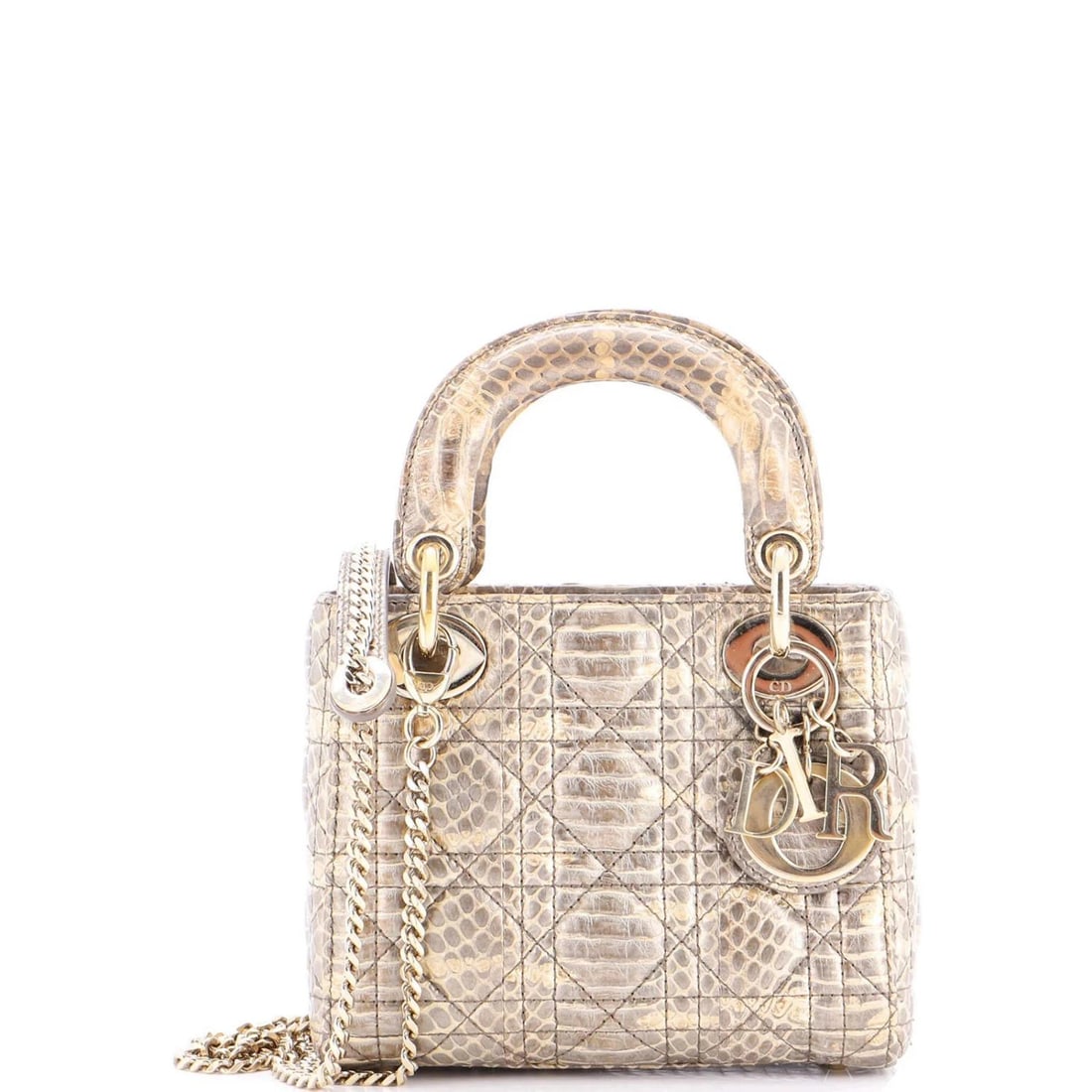 Christian Dior Lady Dior Chain Bag Cannage Quilt Python Mini (1 of 8)