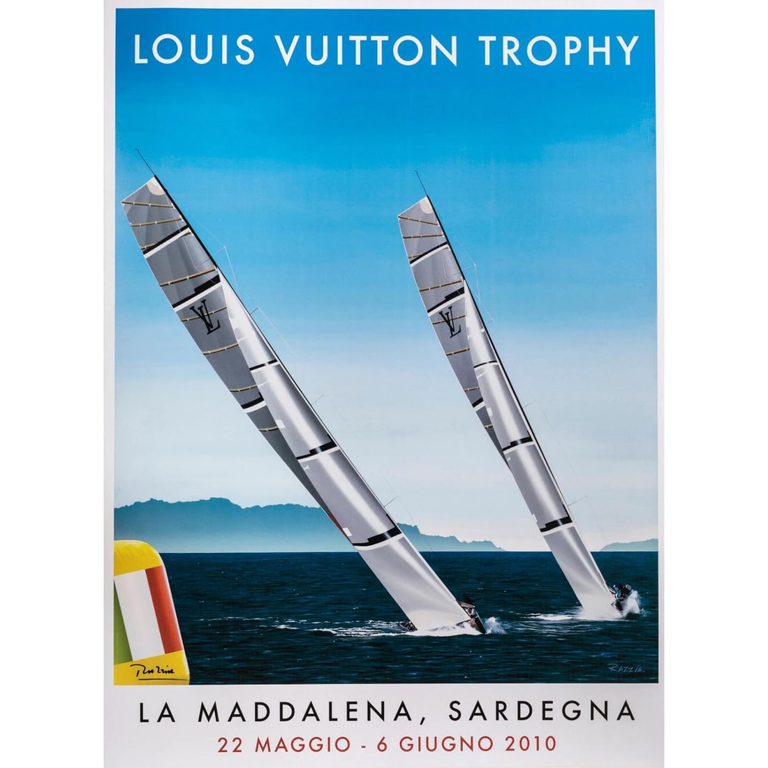 Original Poster, Razzia, Louis Vuitton Trophy, La Maddalena, Sailing Ship, 2010 (1 of 4)
