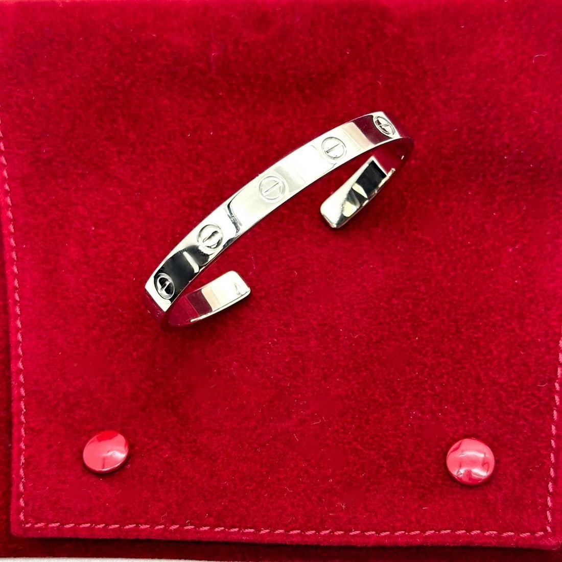 Cartier LOVE 18KT White Gold Bracelet Cuff SZ 16 - 2