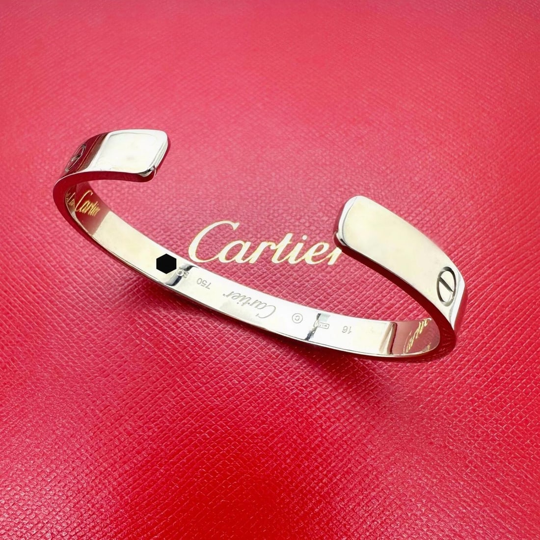 Cartier LOVE 18KT White Gold Bracelet Cuff SZ 16 - 3