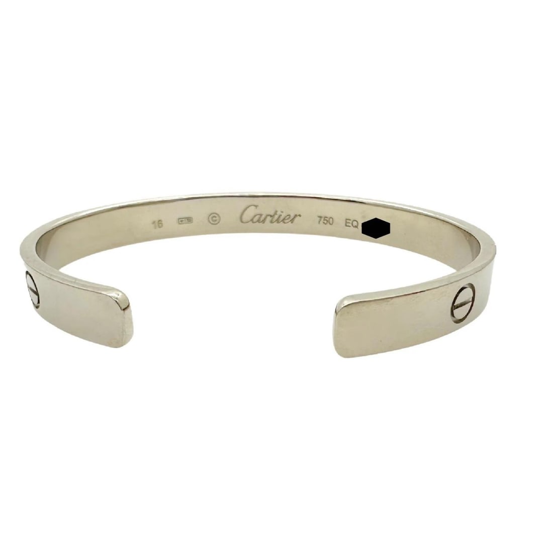Cartier LOVE 18KT White Gold Bracelet Cuff SZ 16 - 6