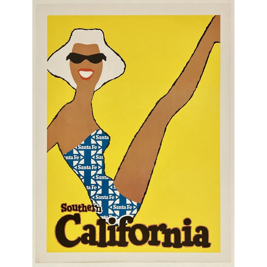 Original Vintage Poster SANTA FE RAILROAD SOUTHERN CALIFORNIA Rail Travel LINEN: Condition: Used,Country of Origin: United States,Modified Item: No Condition: Very Good * (linen backed; some edge wear and tears as well as toning along the bottom edge; tiny restored loss top left c