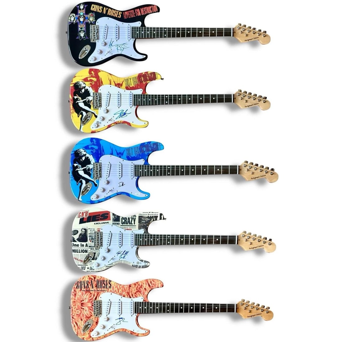 GUNS N ROSES Signed Guitar SET OF 5 JSA COA Axl Rose Slash Duff Izzy Stradlin +1 (1 of 17)