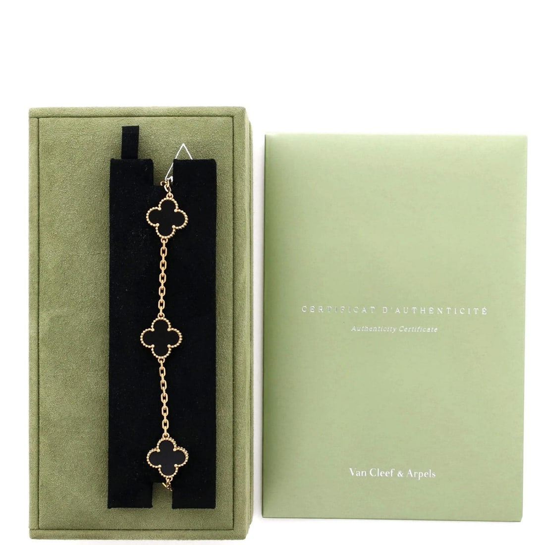 Van Cleef & Arpels Vintage Alhambra 5 Motifs Bracelet 18K Yellow Gold and Onyx - 2