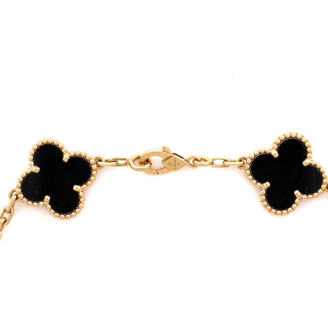 Van Cleef & Arpels Vintage Alhambra 5 Motifs Bracelet 18K Yellow Gold and Onyx - 4