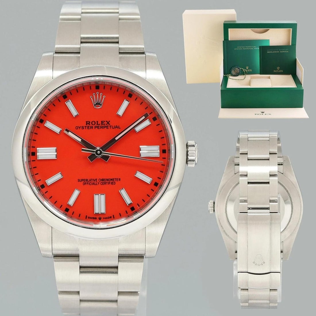 PAPERS 2022 MINT Rolex Oyster Perpetual 41mm Custom Red Coral Oyster 124300: Condition: Pre-owned - Excellent,Brand: Rolex,Department: Men,Type: Wristwatch,Customized: Yes,Country of Origin: Switzerland Brand Rolex (Guaranteed Authentic) Model Oyster Perpetual Reference