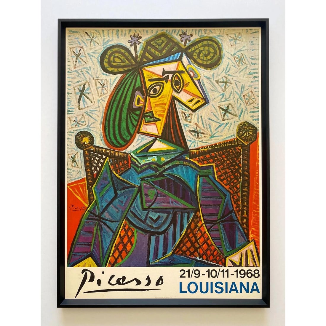 PABLO PICASSO RARE 1968 LITHO PRINT FRAMED EXHBT POSTER "WOMAN IN ARMCHAIR" 1941: Condition: Used,Artist: Pablo Picasso,Unit of Sale: Single Piece,Size: Large,Signed: No,Color: Multicolor,Title: " Femme Assise Dans Un Fauteuil " Woman Sitting In An Armchair,Material: Paper,Original
