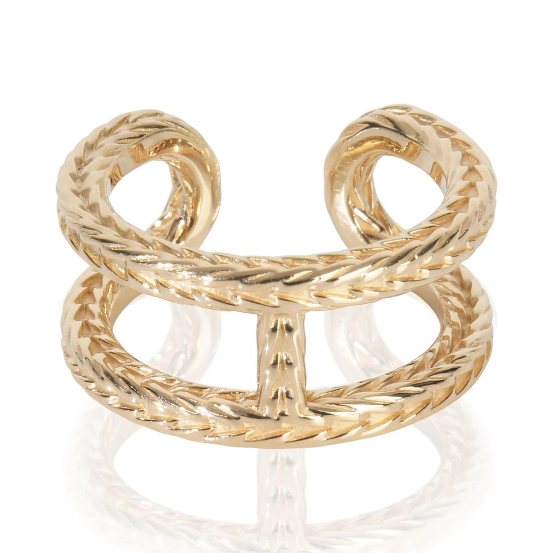 Hermes Yellow Gold Chaine d'Ancre Danae Ring: Condition: Pre-owned - Good,Country of Origin: France,With Original Box/Packaging: Yes,With Papers: Yes,Side Stone Type: No Stone,Metal Purity: 18k,Report Type: Not Certified,Gross Weight (grams): 8.9