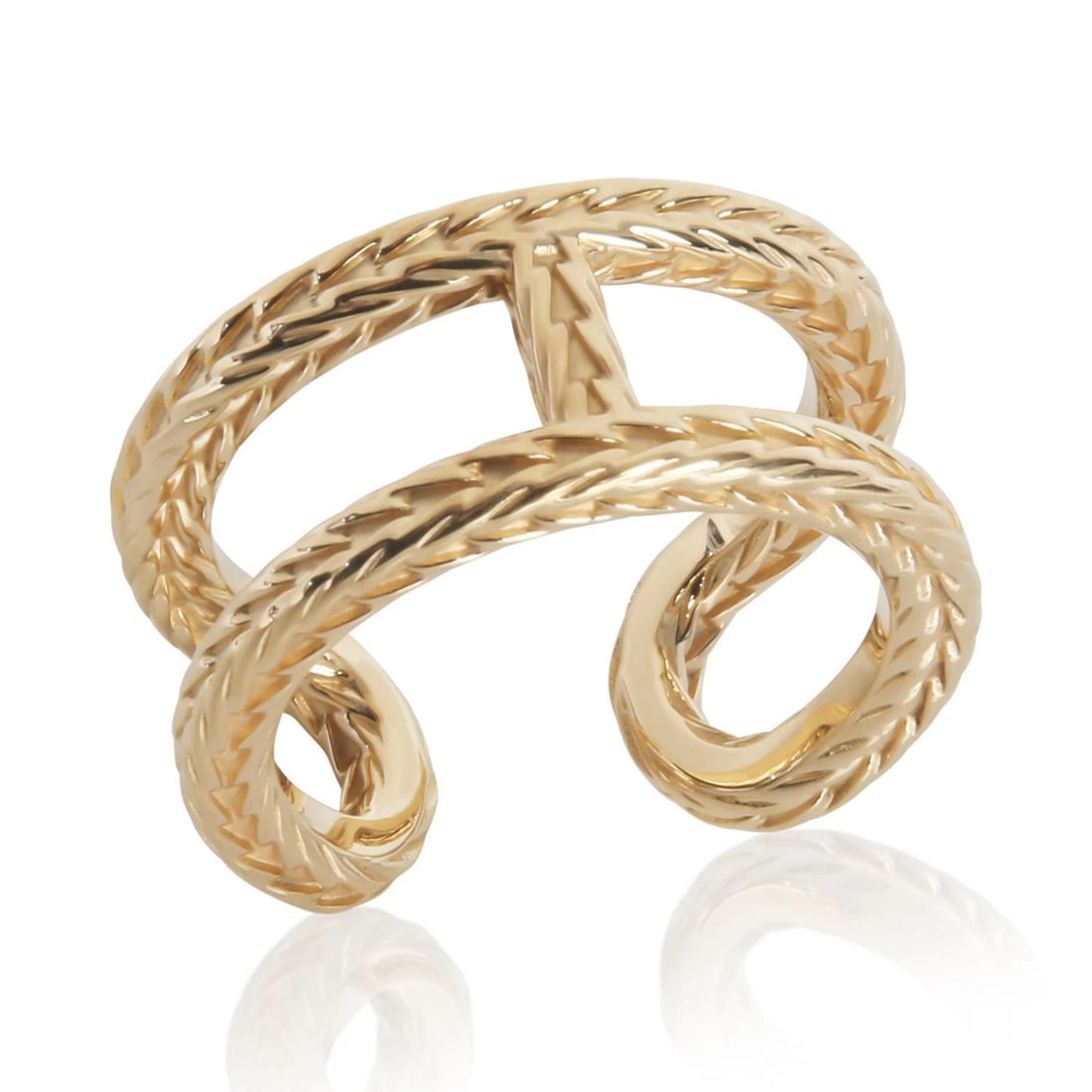 Hermes Yellow Gold Chaine d'Ancre Danae Ring - 7