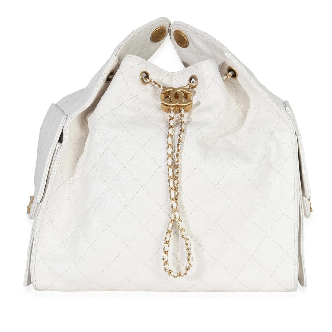 Chanel White Quilted Caviar Large Chanel 25 Hobo Handbag: Condition: Pre-owned - Good,Country of Origin: Italy,Dimensions: 11.25 x 14.5 x 5.5,Handbag Accessories: Box;Dustbag;Pochette;Gift Ribbon;Care Booklet;Retail Tag,Bag Width: 11.25 in,Bag Depth: 5.5