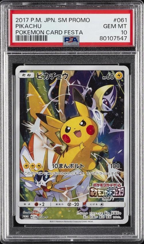 2017 POKEMON JAPANESE SM PROMO POKEMON CARD FESTA #061 PIKACHU PSA 10 (1 of 2)